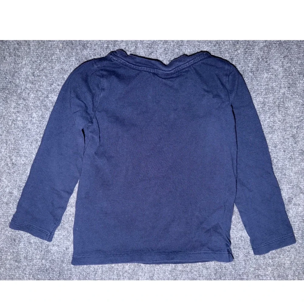Gymboree Girls Navy Blue Silver Lining Cloud Flower Long Sleeve Graphic Tee 3